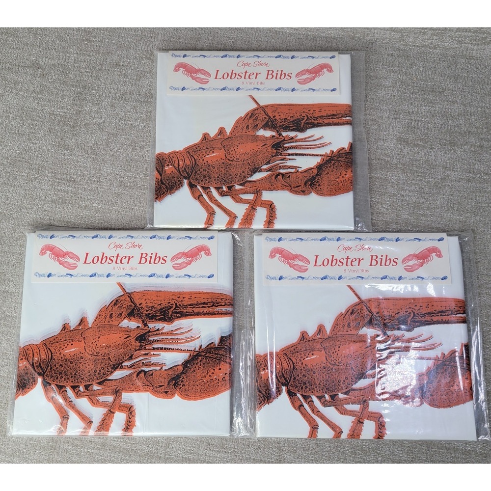 Lobster Seafood Crab Clambake Bibs Set of 24 Pottery Barn Cape Shore Vinyl NEW